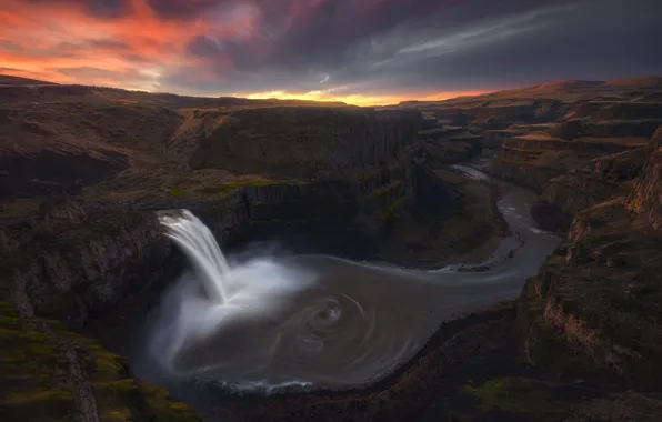 River, rocks, waterfall