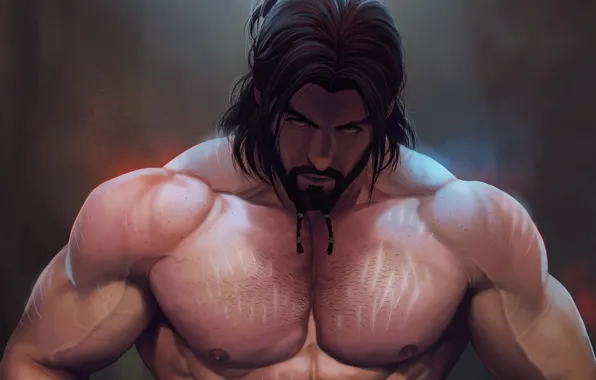 Look, hair, art, male, beard, muscle