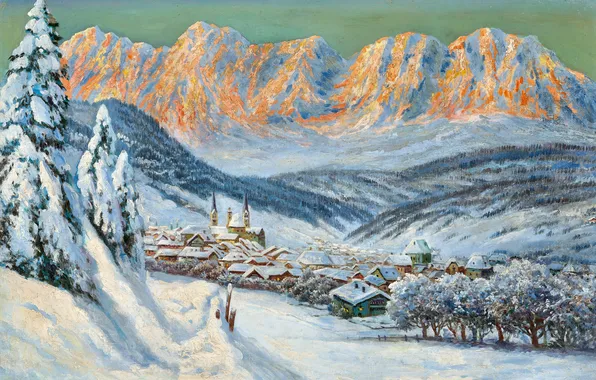 Home, Winter, Mountains, Trees, Snow, Picture, Alois Arnegger, Alois Arnegger