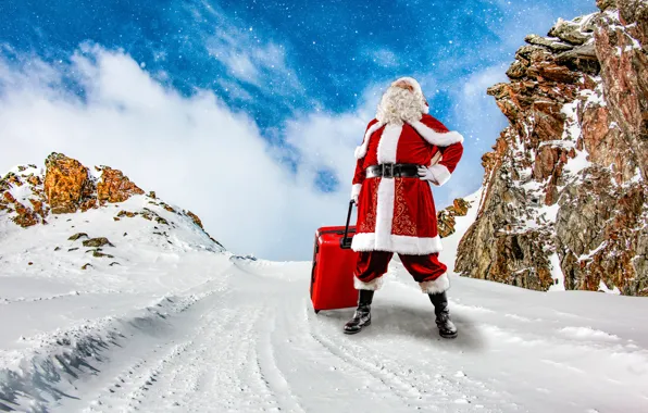 Winter, the sky, clouds, snow, landscape, snowflakes, red, nature