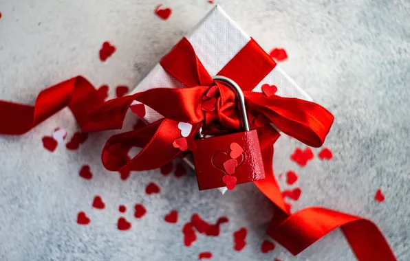 Picture red, gift, tape, hearts, Valentine's day, Anna Bogush
