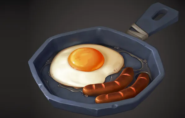 Breakfast, art, scrambled eggs, pan, Breakfast, Gary McAllister