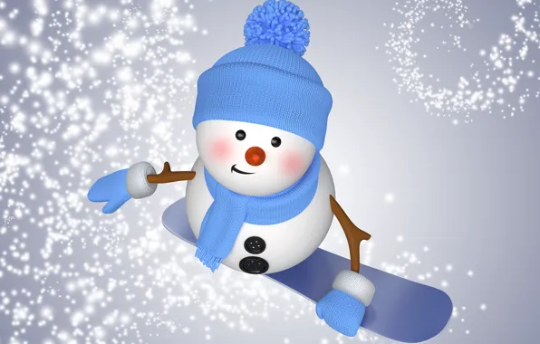 Picture winter, snow, snowboard, snowman, christmas, new year, cute, snowman