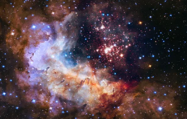 Picture Hubble, RCW 49, Gum 29, WR 20a, Westerlund 2, Tumannosti, Star clusters