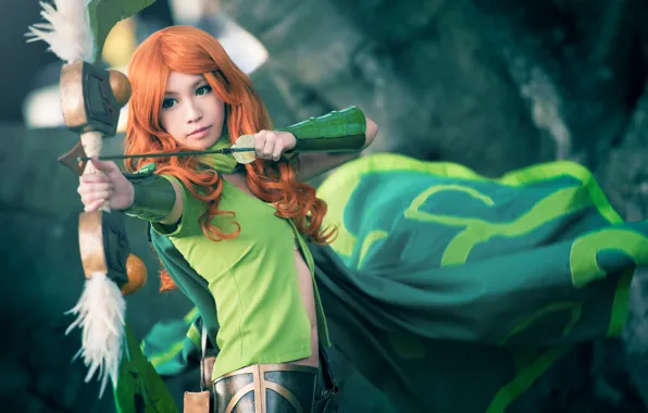 Girl, Games, Beauty, Dota, Cosplay, Bow, Windranger