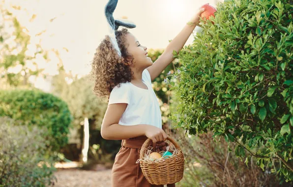 Picture Smile, Easter, Basket, Child, Girl, Easter, Ears, Chocolate eggs