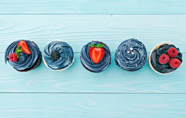 Berries, cream, cupcakes