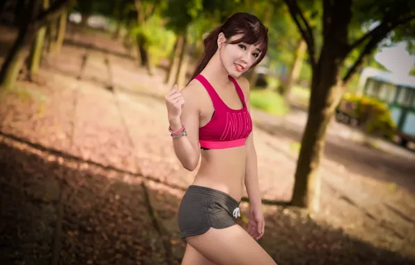 Picture girl, sport, costume, walk, hobby