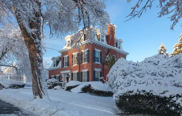 Winter, snow, nature, house, photo, mansion, New Jersey, Antonina Janowska