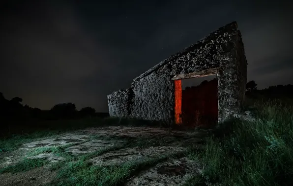 Night, background, ruins