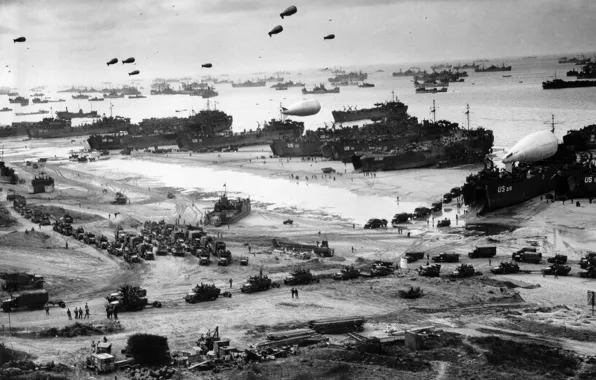 Picture war, black and white, the second world, Landing in Normandy