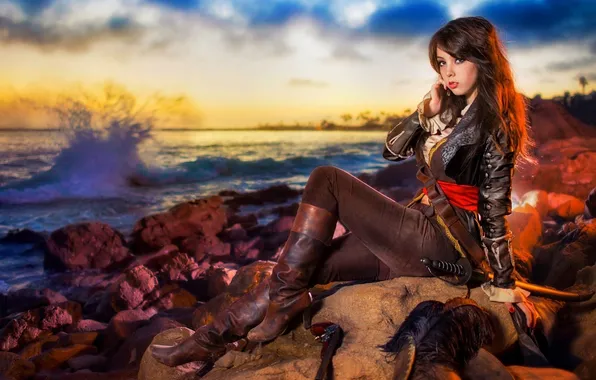 Picture sea, girl, pirate