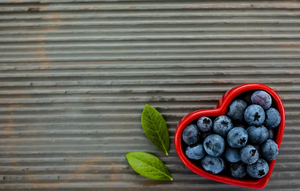 Berries, heart, blueberries, bowl