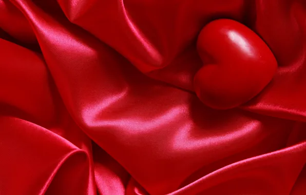 Decoration, love, red, holiday, heart, silk, fabric, material