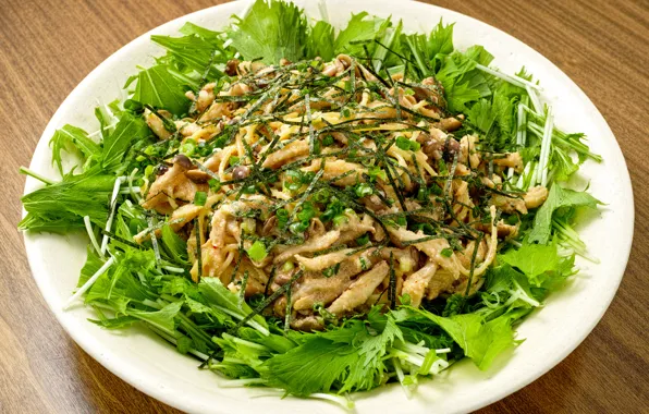 Picture greens, mushrooms, salad
