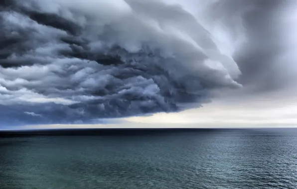 Sea, clouds, storm, surface, the ocean