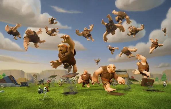 Sake, game, man, fight, giant, bones, bomb, Clash Of Clans