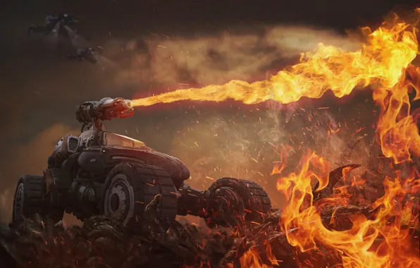 Fire, Flame, Fire, Blizzard, Flame, Terran, Starcraft, Battlecruiser