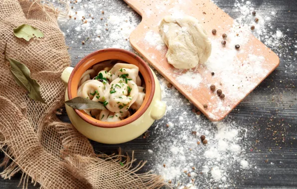 Pot, spices, dumplings