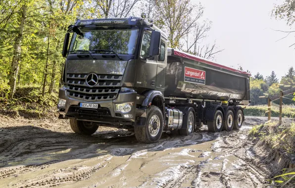 Picture Mercedes-Benz, dirt, tractor, dump truck, 4x2, Arocs, the trailer