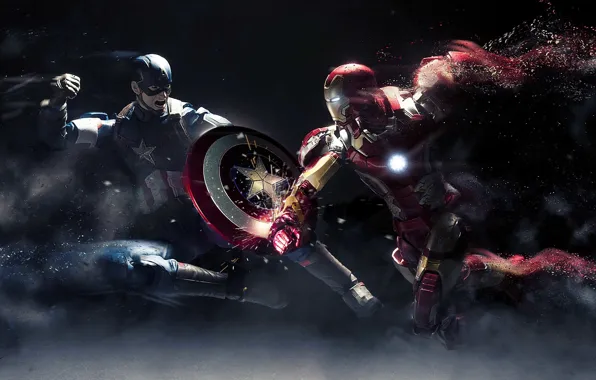 Picture toys, combat, Iron Man, Captain America, Civil War