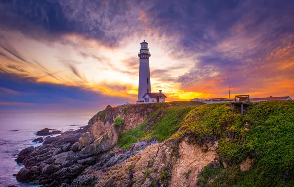 Sunset, lighthouse, beauty
