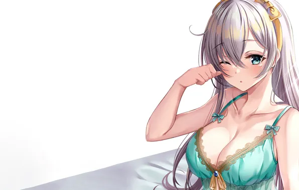 Girl, sexy, Anastasia, cleavage, green eyes, long hair, boobs, sexy girl