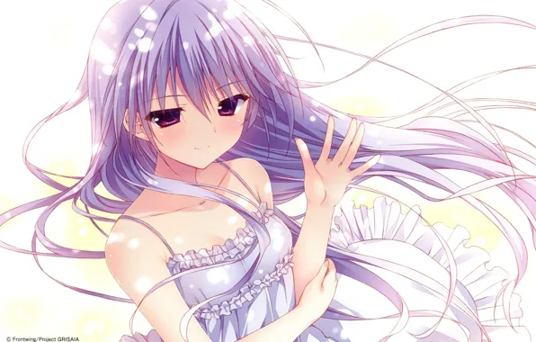 Hands, long hair, art, sundress, grisa of no kajitsu, ruffles, kazuki kazami, ryohka