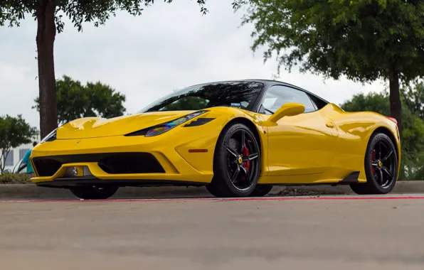 Ferrari, 458, Black, Yellow, Speciale, Wheels
