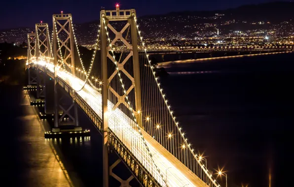 Picture night, bridge, the city, lights