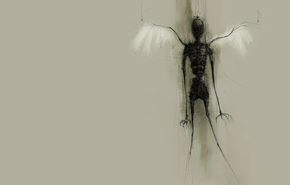 Figure, wings, strokes, skeleton
