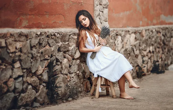Picture girl, flowers, street, Laulight