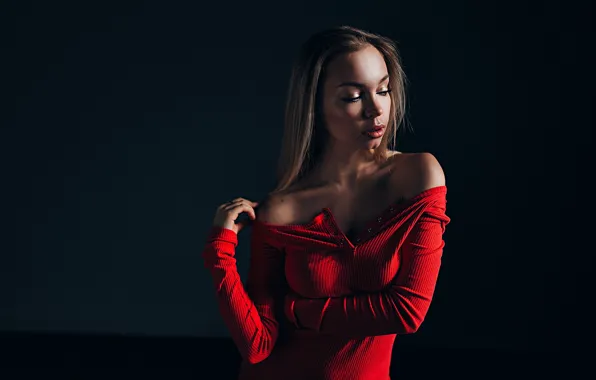 Girl, face, pose, background, portrait, makeup, shoulders, Gregory Levin