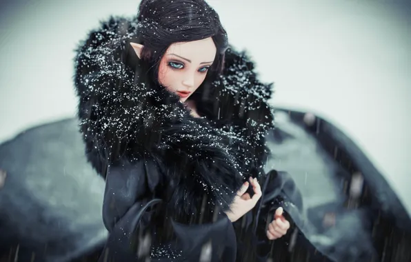 Snow, elf, doll, fur