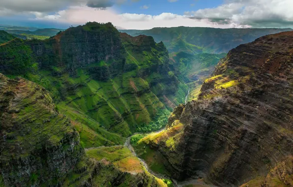 Mountains, Hawaii, gorge, the island of Kauai