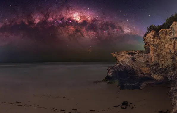 Space, stars, night, rocks, The milky way