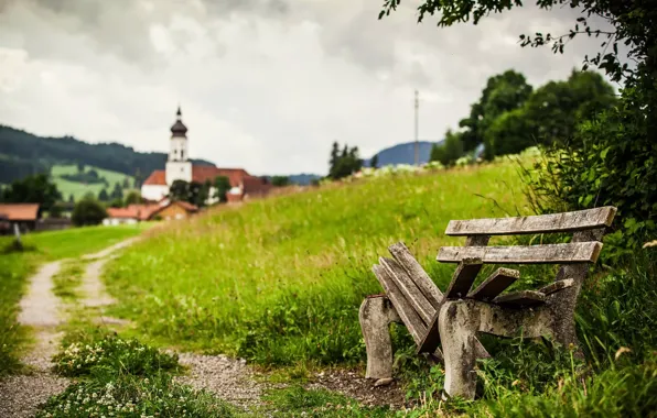Road, summer, bench