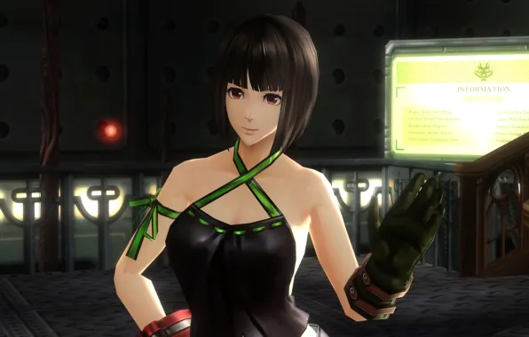 Girl, game, anime, pretty, survivor, brunette, warrior, gloves