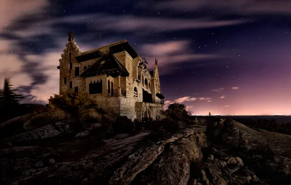 Night, stars, Spain, The Old Mansion, the old mansion