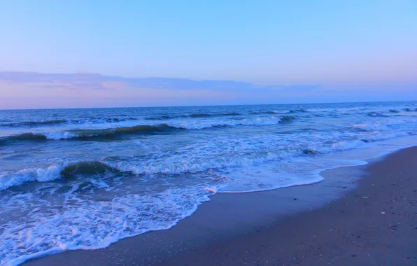 Sand, sea, wave, the sky, sunset, shore, stones