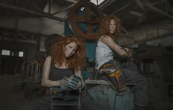 Girls, plant, working, Georgia, redhead, grimy, Gori, Bessarion Chakhvadze