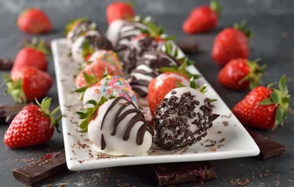 Berries, dessert, chocolate, sweet, strawberry, dessert, chocolate-covered strawberries
