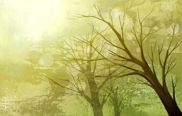 Trees, nature, paint, vector