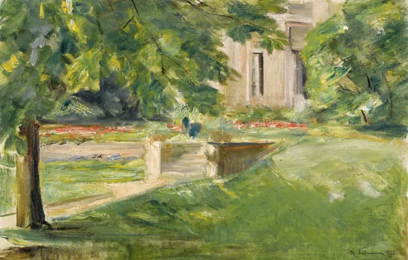 Landscape, picture, 1923, Max Liebermann, Max Liebermann, The house and terrace on the South-West