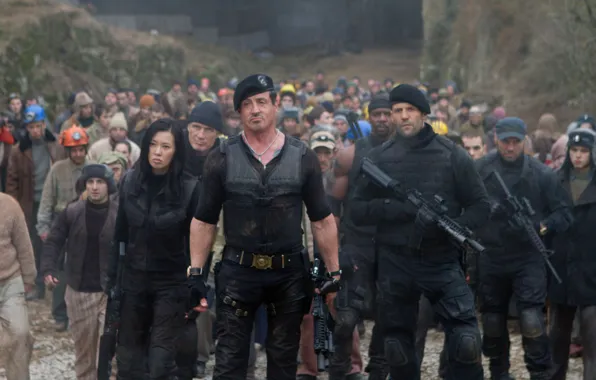 Picture Maggie, Sylvester Stallone, Randy Couture, Randy Couture, Jason Statham, Sylvester Stallone, Jason Statham, The Expendables …