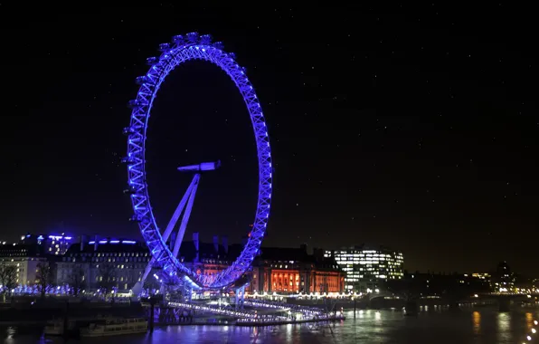 Picture night, the city, lights, London, photographer, London Eye, Paulo Ebling