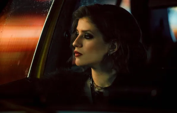 Pose, portrait, makeup, Passengers, the series, hair, in the car, Mary