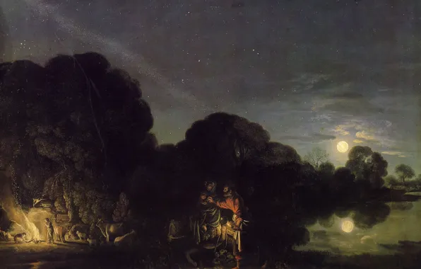Picture picture, mythology, Rembrandt van Rijn, Rest on the flight into Egypt
