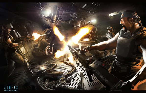 Picture landing, art, Aliens, Marines, Aliens Colonial Marines, Aliens: Colonial Marines, Gearbox Software, SEGA