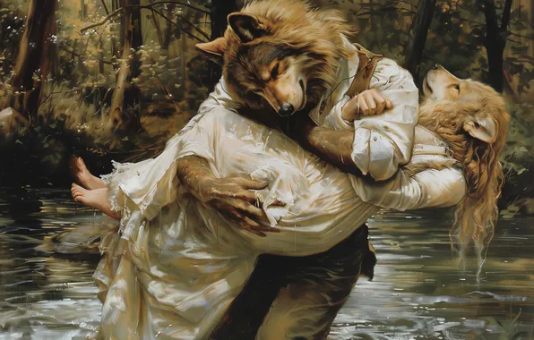 Fantasy, wolf, picture, fantasy, wolf, history, mythology, imitation painting